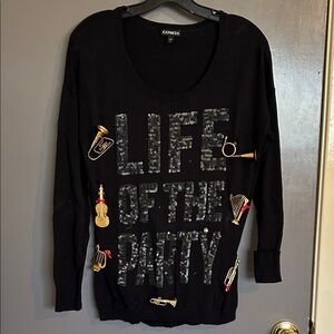 Express Black Sequin 'Life of the Party' Sweater